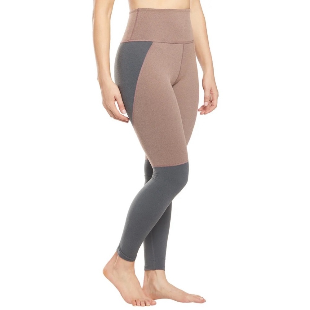 Beyond Yoga Next Colorblock High Waisted Long Yoga Leggings Tan Gray Size Large